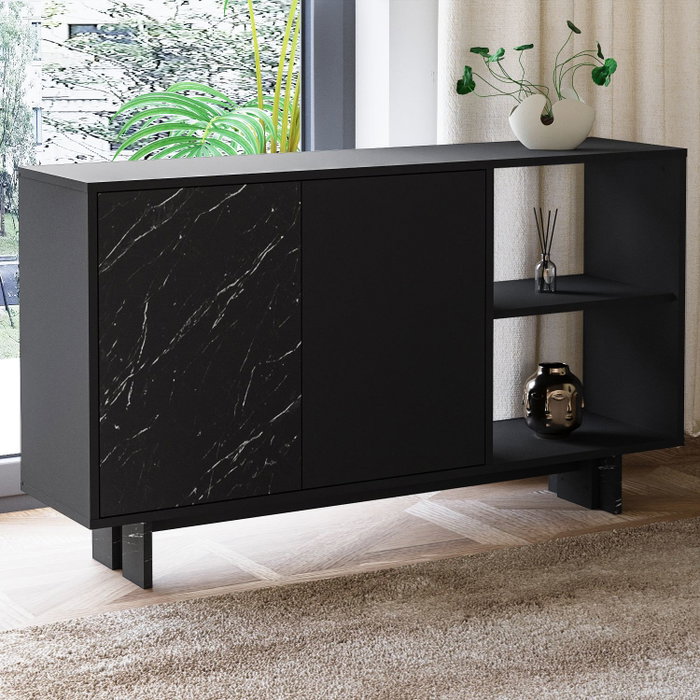 Hanah Home Ravello Consola Negro y Mármol Hanah Home Ravello Consola Negro y Mármol